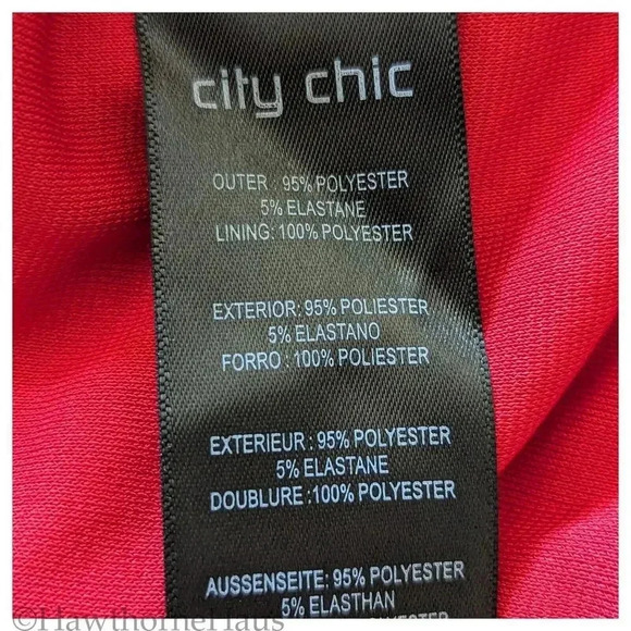 CITY CHIC NWT Faux Wrap Surplice Sheath Dress Size 24 XXL Lust Red V-Neck - Picture 11 of 12